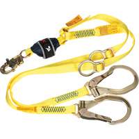 Twin-Leg Tie-Back Web Shock-Absorbing Lanyard, 6', Rebar Hook Center, Snap Hook Leg Ends, Polyester OSI Industrial Sales