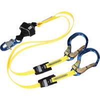 Twin-Leg Arc Flash Coated Web Shock-Absorbing Lanyard, 6', Rebar Hook Center, Snap Hook Leg Ends OSI Industrial Sales