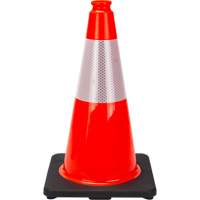 C&ocirc;ne de signalisation de premi&egrave;re qualit&eacute;, 18", Orange, Bande(s) r&eacute;fl&eacute;chissante(s) 6" OSI Industrial Sales