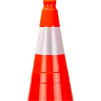 C&ocirc;ne de signalisation de premi&egrave;re qualit&eacute;, 28", Orange, Bande(s) r&eacute;fl&eacute;chissante(s) 4" OSI Industrial Sales
