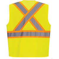 Contrast-Striped Safety Vest, High Visibility Lime-Yellow, Small, Polyester OSI Industrial Sales