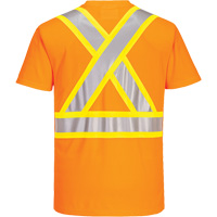 Contrast-Striped Safety T-Shirt, Polyester, Small, High Visibility Orange OSI Industrial Sales