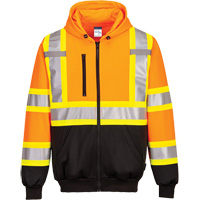 Contrast-Striped Safety Hoodie, Small, Black/High Visibility Orange OSI Industrial Sales