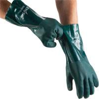 Double Dipped Green Gloves, 14" L, PVC, Cotton Jersey Inner Lining, 70-mil OSI Industrial Sales