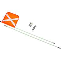 Heavy-Duty Safety Whip, Threaded Mount, 8' High, Orange with Reflective X OSI Industrial Sales