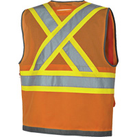 Pioneer Mesh Back Zip Front Surveyor Safety Vest, High Visibility Orange, Small, Polyester OSI Industrial Sales