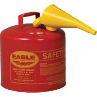 Safety Can for Flammables with Funnel, Type I, Galvanized Steel, 5 US gal., Red, FM Approved/UL/ULC Listed OSI Industrial Sales