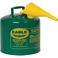Safety Can for Combustibles with Funnel, Type I, Galvanized Steel, 5 US gal., Green, FM Approved/UL/ULC Listed OSI Industrial Sales
