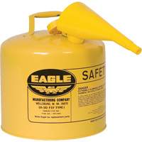 Safety Can for Diesel with Funnel, Type I, Galvanized Steel, 5 US gal., Yellow, FM Approved/UL/ULC Listed OSI Industrial Sales