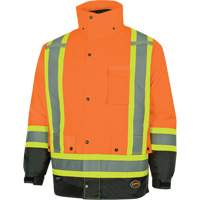 5056 Pioneer&reg; Yukon 7-in-1 Waterproof Winter Safety Parka, Polyester, Black/High Visibility Orange, X-Small OSI Industrial Sales