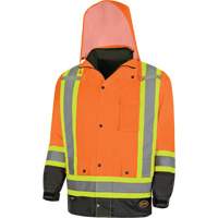 5056 Pioneer&reg; Yukon 7-in-1 Waterproof Winter Safety Parka, Polyester, Black/High Visibility Orange, X-Small OSI Industrial Sales
