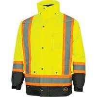 5057 Pioneer&reg; Yukon 7-in-1 Waterproof Winter Safety Parka, Polyester, Black/High Visibility Lime-Yellow, X-Small OSI Industrial Sales