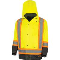 5057 Pioneer&reg; Yukon 7-in-1 Waterproof Winter Safety Parka, Polyester, Black/High Visibility Lime-Yellow, X-Small OSI Industrial Sales