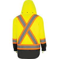 5057 Pioneer&reg; Yukon 7-in-1 Waterproof Winter Safety Parka, Polyester, Black/High Visibility Lime-Yellow, X-Small OSI Industrial Sales
