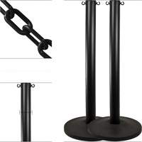 Industrial Stanchion Kit with Plastic Chain, 37" High, Black OSI Industrial Sales