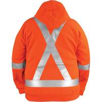 Chandail haute visibilit&eacute; &agrave; fermeture &eacute;clair sur le devant, r&eacute;sistant au vent, avec capuchon amovible, Hommes, Petit, Orange haute visibilit&eacute;, 27,7 cal/cm² OSI Industrial Sales