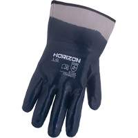 Horizon&reg; Navy Gloves with Pasted Cuffs, Medium, Nitrile Coating, Jersey/Cotton Shell OSI Industrial Sales
