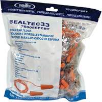 SEALTEC33 Orange Tapered PU Foam Disposable Earplugs, Bulk - Polybag, Corded OSI Industrial Sales