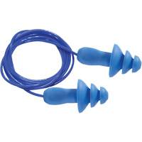 Bouchons d'oreilles r&eacute;utilisables bleus 100 % d&eacute;tectables par m&eacute;tal SEALTEC TipGrip, Avec cordon, Taille unique, Vrac - Boîte, NRR dB 26 dB OSI Industrial Sales