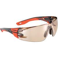 Lunettes de s&eacute;curit&eacute; RUSH+ 2.0 avec monture noire et rouge, M/G, Lentille Cuivre, Antibu&eacute;e/Anti-&eacute;gratignures, ANSI Z87+ OSI Industrial Sales