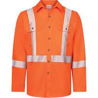 Chemise de travail haute visibilit&eacute; &agrave; bandes segment&eacute;es 7 oz de luxe Avenger, Style 652, Hommes, Petit, Orange OSI Industrial Sales