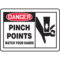 Enseigne  Pinch Points , 7" x 10", Plastique, Anglais avec pictogramme OSI Industrial Sales