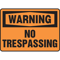 "No Trespassing" Sign, 7" x 10", Vinyl, English OSI Industrial Sales
