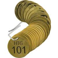 &eacute;tiquettes num&eacute;rot&eacute;es pour vannes HTG, # 101-125, Laiton, 1,5" dia. OSI Industrial Sales