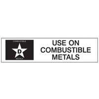 "D: Use on Combustible Metals" Fire Extinguisher Label OSI Industrial Sales