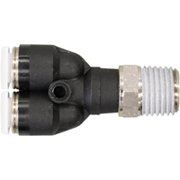 Topfit Male Threaded Y-Connector Fitting, 1/4" Dia, Polymer OSI Industrial Sales