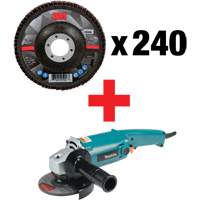 769F Flap Disc & Angle Grinder Kit, 4-1/2" x 7/8", Type 29, 40+ Grit, Ceramic OSI Industrial Sales