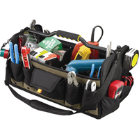 Open Top 20" Soft Side Tool Boxes, Polyester, 27 Pockets, Black OSI Industrial Sales