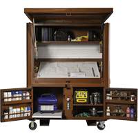 Coffre de chantier et surface de travail sur le terrain, 33" la x 63" p x 80" h, Acier, Rouge OSI Industrial Sales