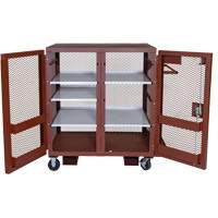 Mobile Mesh Cabinet, Steel, 37 Cubic Feet, Red OSI Industrial Sales