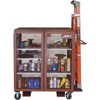 Mobile Mesh Cabinet, Steel, 37 Cubic Feet, Red OSI Industrial Sales