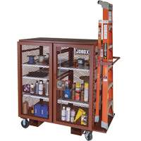 Mobile Mesh Cabinet, Steel, 37 Cubic Feet, Red OSI Industrial Sales