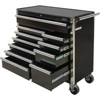 Industrial Tool Cart, 11 Drawers, 41" W x 18-3/4" D x 39-1/3" H, Black OSI Industrial Sales