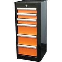 Coffre &agrave; outils lat&eacute;ral, 6 tiroirs, 16" la x 18" p x 34" h, Noir/Orange OSI Industrial Sales