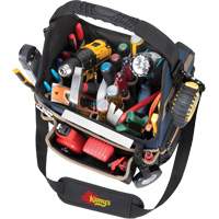 Molded Base Electrical/HVAC Tool Carrier, Ballistic Polyester, 20 Pockets, Black/Blue OSI Industrial Sales