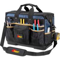 Molded Base Contractor's Closed-Top Tool Bag, Ballistic Polyester, 29 Pockets, Black/Blue OSI Industrial Sales