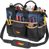 Molded Base Big-Mouth Tote Tool Bag, Ballistic Polyester, 23 Pockets, Black/Blue OSI Industrial Sales