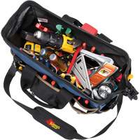Molded Base Big-Mouth Tote Tool Bag, Ballistic Polyester, 23 Pockets, Black/Blue OSI Industrial Sales