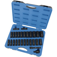Jeu de douilles SAE/m&eacute;triques PS2712DC, 27 Mcx, Chocs, Prise de 1/2", Profond OSI Industrial Sales