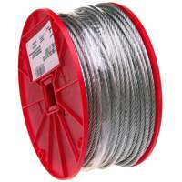 Wire Cable, 500' (152.4 m) x 3/32", 184 lbs. (0.092 tons), Galvanized OSI Industrial Sales