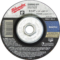 Grinding Wheel, 4-1/2" x 1/8", 5/8"-11 Arbor, Aluminum Oxide, Type 27 OSI Industrial Sales