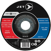 A60PX Power-Xtreme Cut-Off Wheel, 4-1/2" x 3/64", 7/8" Arbor, Type 27, 13300 RPM OSI Industrial Sales