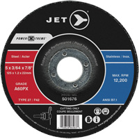 A60PX Power-Xtreme Cut-Off Wheel, 5" x 3/64", 7/8" Arbor, Type 27, 12200 RPM OSI Industrial Sales