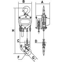 KCH Series Chain Hoists, 20' Lift, 2200 lbs. (1 tons) Capacity, Alloy Steel Chain OSI Industrial Sales