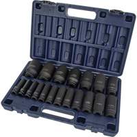 SAE Socket Set, 19 Pcs, Impact, 1/2" Drive Size, Deep OSI Industrial Sales