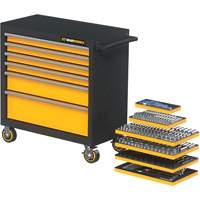 MEGAMOD Metric Mechanics Tool Set in Modular Foam Trays with Rolling Cabinet, 358 Pieces OSI Industrial Sales